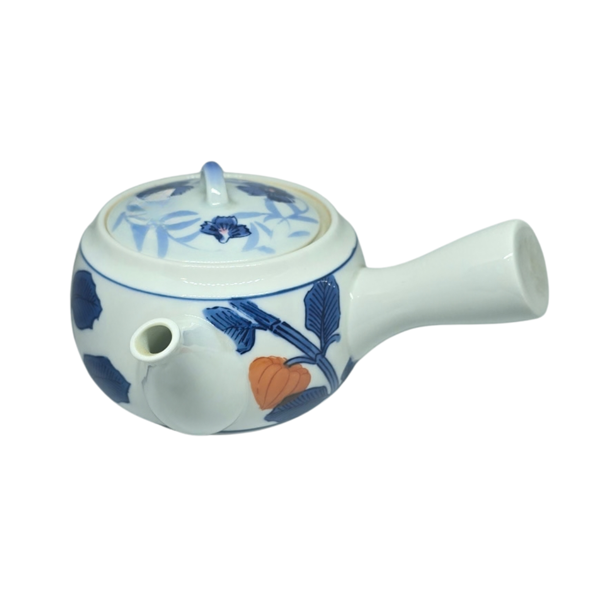 Kyusu blanca con azul floreada